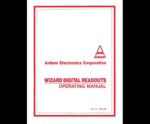 Anilam Wizard Digital Readouts Operating Manual