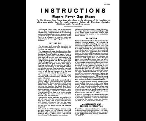 Niagara Power Gap Shears Instruction Manual