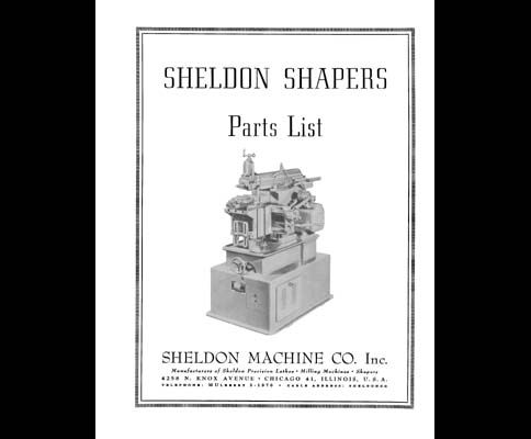 Sheldon Shaper Parts List
