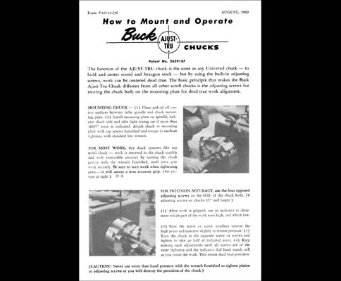Buck Adjust-Tru Chuck Manual