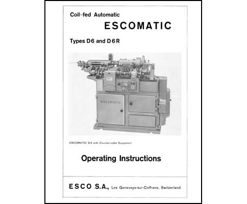 Esco Escomatic D6 and D6R Operating Instructions