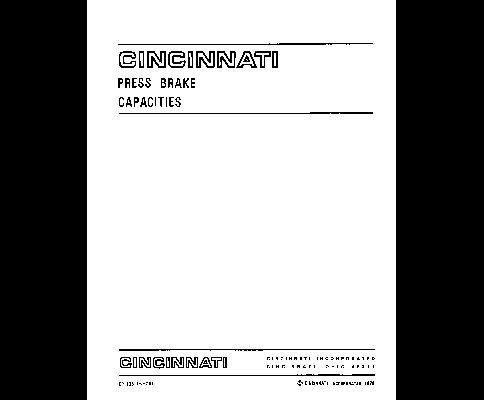 Cincinnati Press Brake Capacities