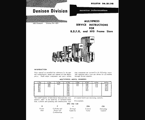 Denison Multipress B D F G and H10 Service Manual