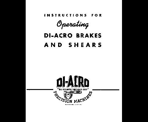 Diacro Hand Brakes, Shears and Benders Manual